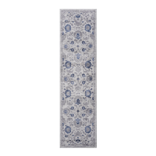 MARFI 2X8 Blue Silver Oriental Runner Rug