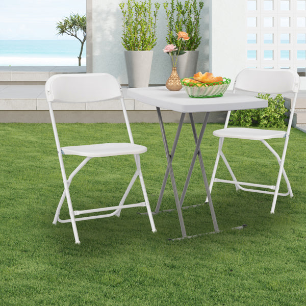 30x20 Inches, White, Height-adjustable, Plastic Folding Table For The Garden