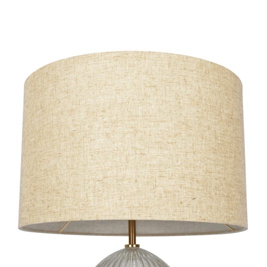 Aurora Ribbed Glass Lamp Base Clear Table Lamp Large Linen Shade