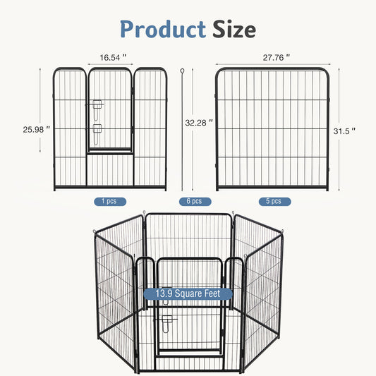 Metal Material, Foldable Pet Fence With A Door, Suitable For Small, Medium And Large-sized Dogs Outdoors