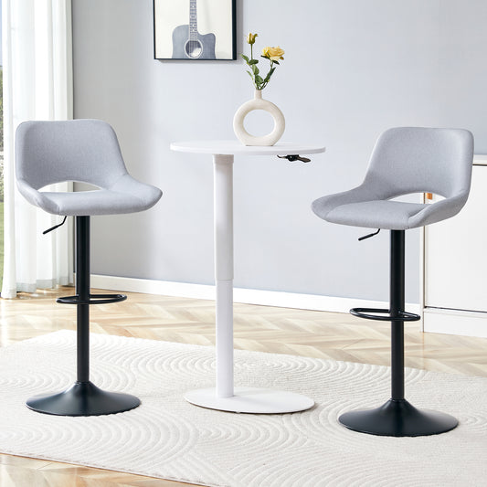 Modern Swivel Adjustable Bar Stools Set - 2 Pack, Light Gray Linen Fabric, Holds Up To 250 Lbs, Suitable For Home Bars And Kitchen Islands.