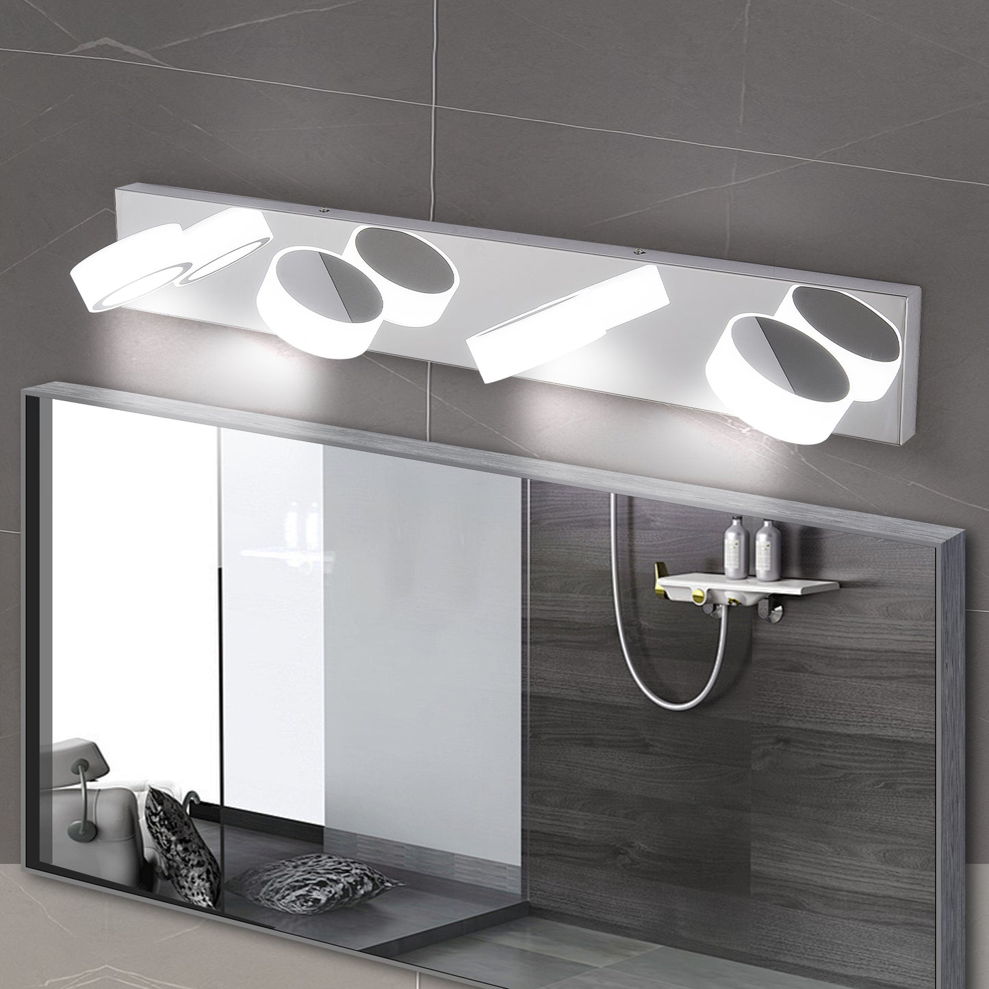 29 Modern 4-Light LED Vanity Light, Sleek Chrome Bathroom Wall Light Fixture For Mirror, Shower, And Bathroom Decor