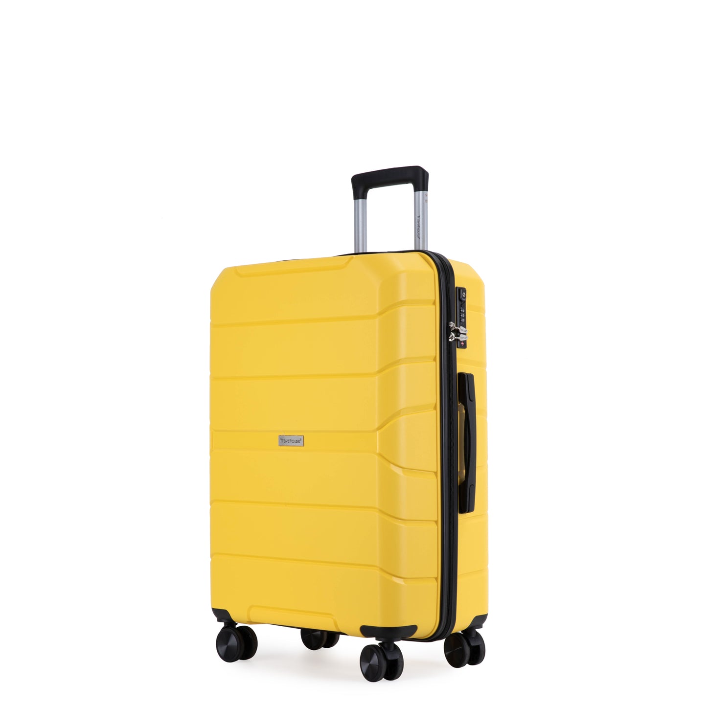 Hardshell Suitcase Spinner Wheels PP Luggage Sets Lightweight Durable Suitcase With TSA Lock,3-Piece Set 20 24 28 ,Yellow