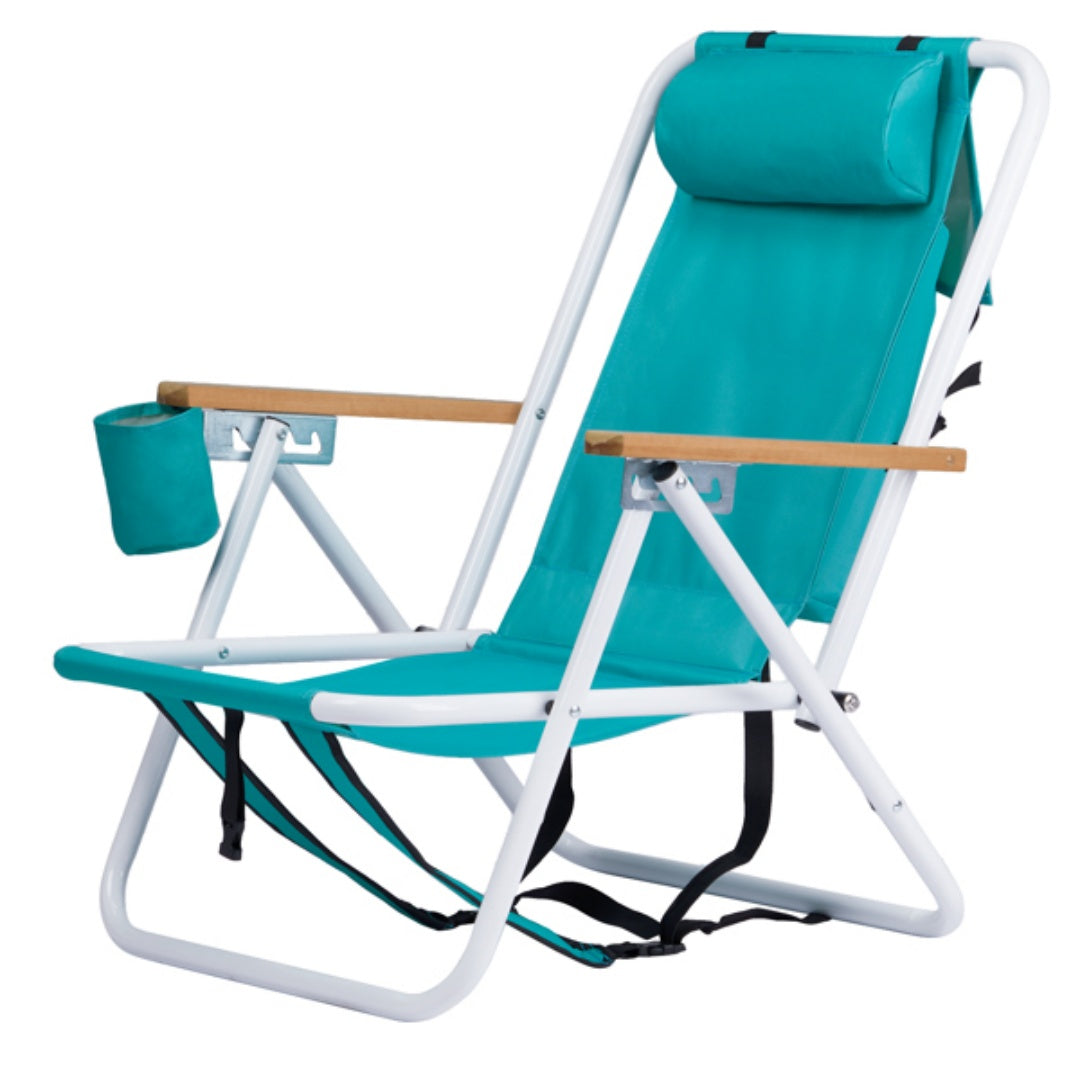 2 Pieces, Seat Height 7.9in, Width 17.7in, Depth 17.3in, Mint Green, Iron Beach Chair, Steel Tube, Oxford Fabric, 120kg, 4-level Adjustment