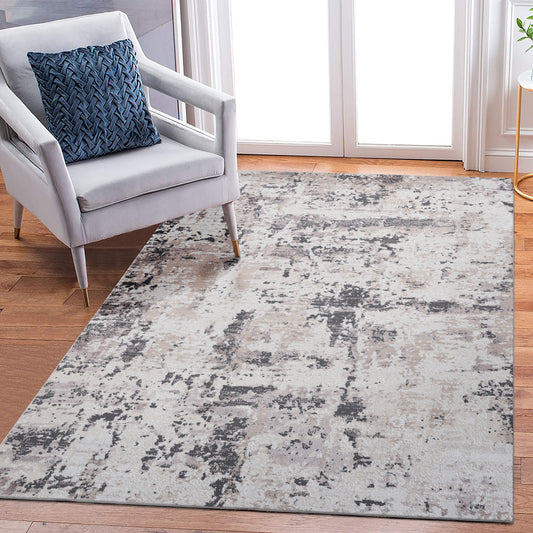 PAYAS C Ollection 6X9 Cream Brown Abstract Area Rug