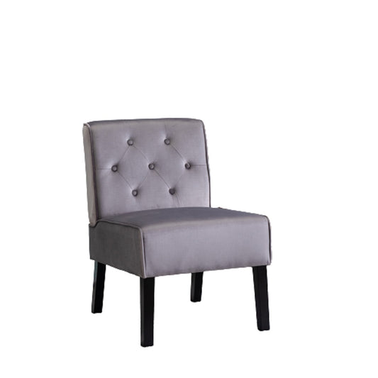 Reese 53 2Piece Living Room Armless Button Tufted Pattern Accent Chair With Velvet Fabric And Premium High Density Foam Cushion, Grey