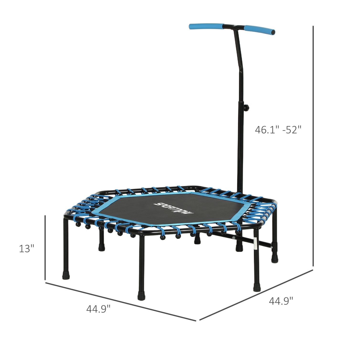 45" Rebounder Trampoline For Adults, Quiet Bungee Rebounder With LED Lights And Adjustable Handle, Blue