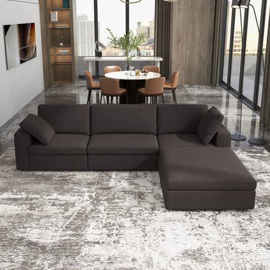 Cecilia Modular Corner Sectional Modern Fabric Sofa Dark Gray