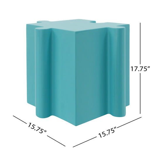 Puzzle Art Side Table, Modular Convex Edge MGO Table - Buy Singles Or Combine For Custom Layouts, Indoor & Outdoor,Light Blue Color