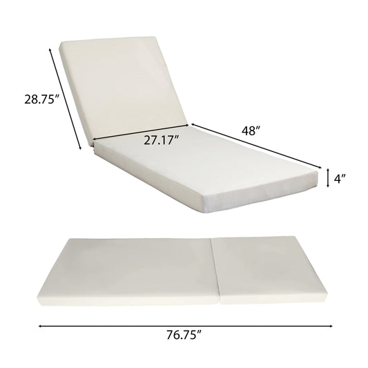 Black Acacia Wood Chaise Lounge With 4-Inch Cream 2-FoldCushion Set, 4-Position Adjustable Outdoor Patio Lounger With Flat Side Surface, For Poolside- Matching Dark Grey Version Available