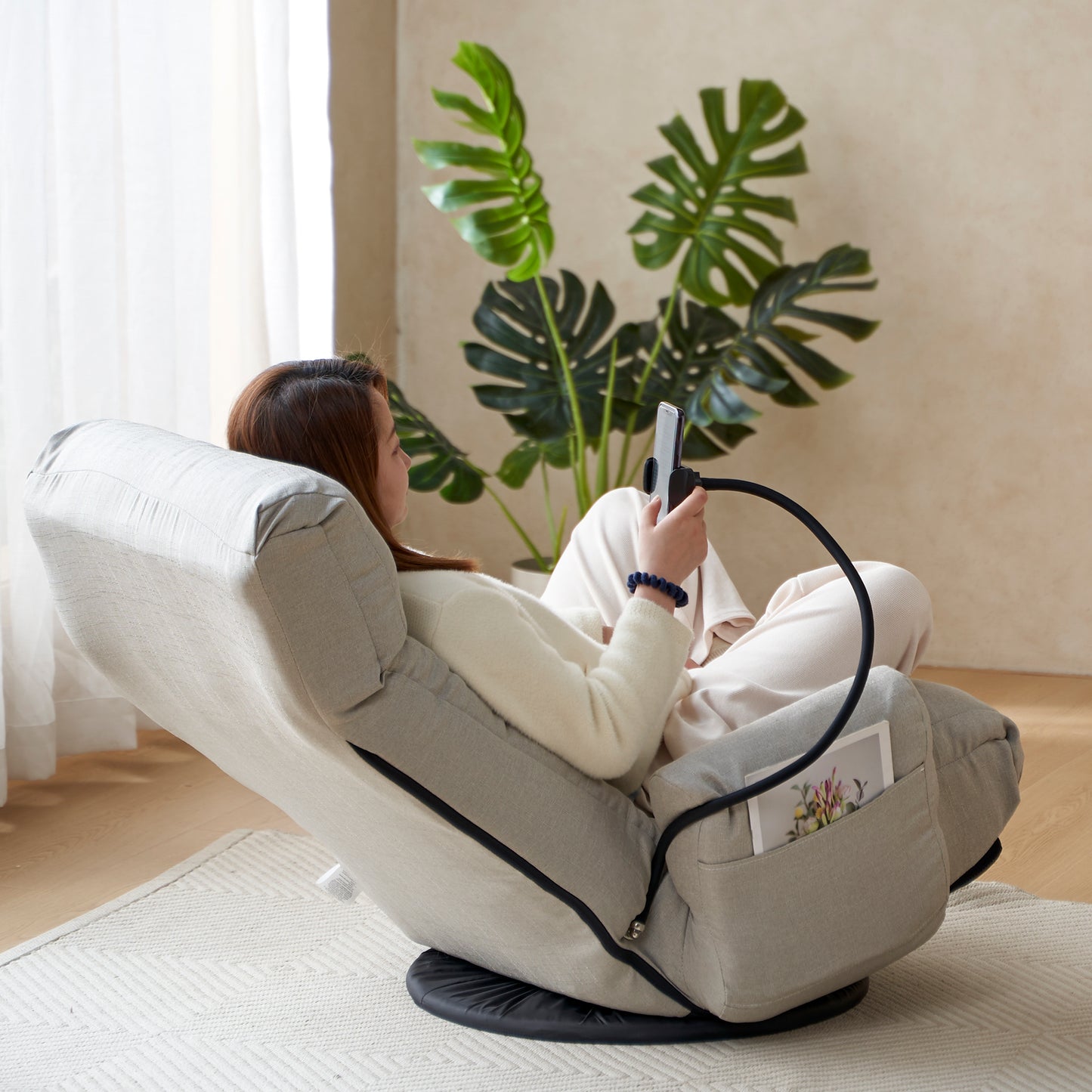 Adjustable Head And Waist, Game Chair, Lounge Chair In The Living Room, 360 Degree Rotatable Sofa Chair,Rotatable Seat Leisure Chair Deck Chair