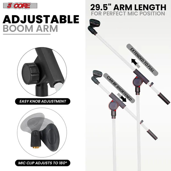5 Core Tripod Mic Stand Floor 4Pcs Adjustable 18 To 72 Inches Sturdy Boom Arm Holder Microphone Stands Pedestal Para Microfono For Singing