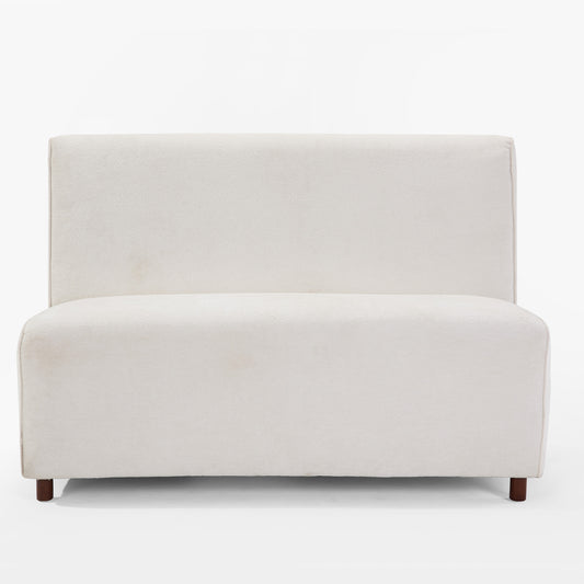 49 Beige Boucle Cover Fabric Loveseat - 25D High-Density Sponge Cushion, Light Brown Legs , Modern Sofa For Living Room