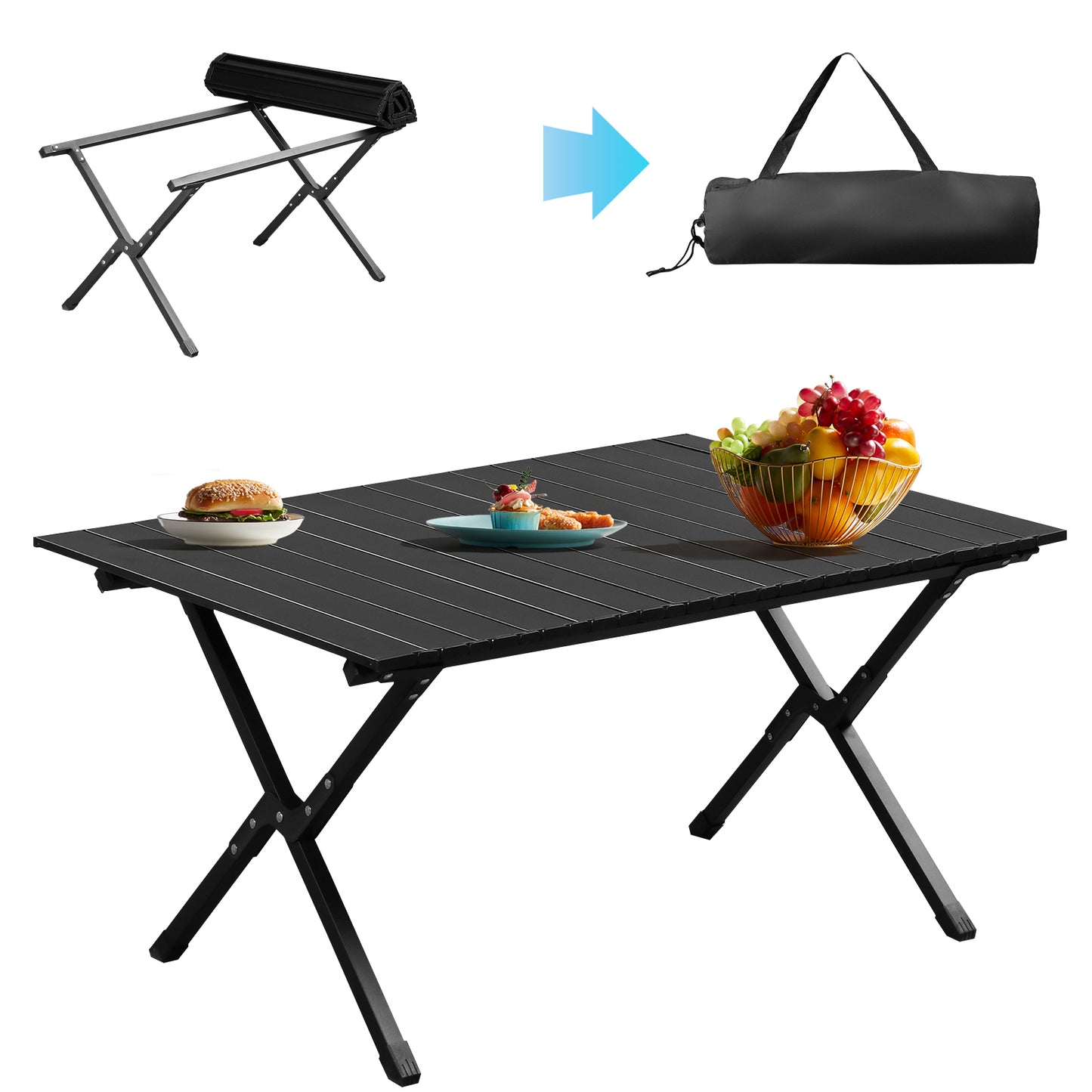 116cm Carbon Steel Camping Table Multifunctional Picnic Table Portable Table Folding Table