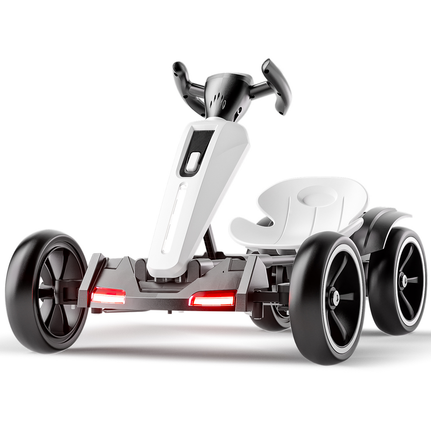 12V Electric Kids Pedal Go Kart, Folder Go Kart, Outdoor Ride On Toy With Adjustable Seat, 4 Non-Slip EVA Wheels For Boys And Girls For Age 3-6 Years Old-White