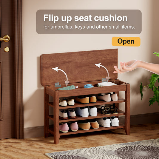 Adjustable Shoe-changing Bench, Storage Bench, Hidden Storage. With A Load-bearing Capacity Of Up To 550 Pounds, Suitable For Bedrooms And Corridors. 100 Solid Wood.