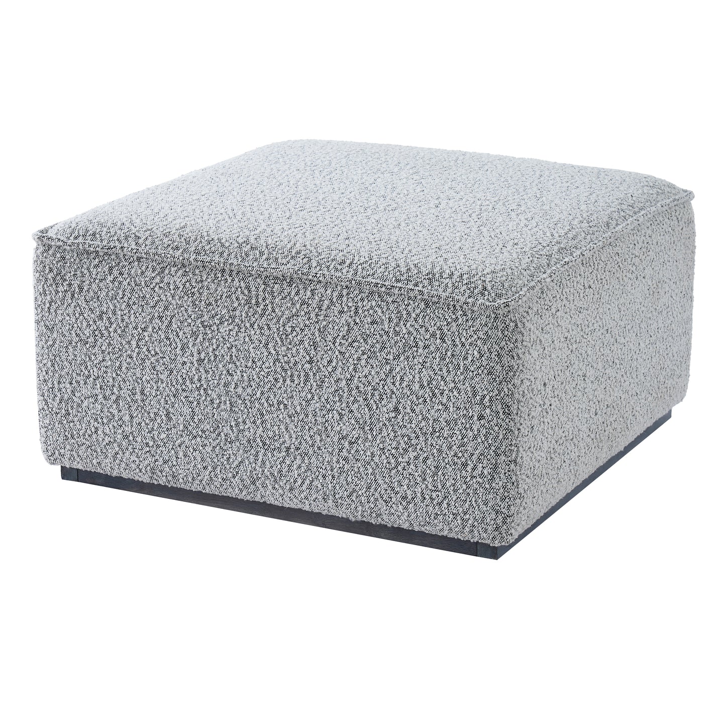 Square Upholstered Ottoman With Black Solid Wood Rubber Feet
