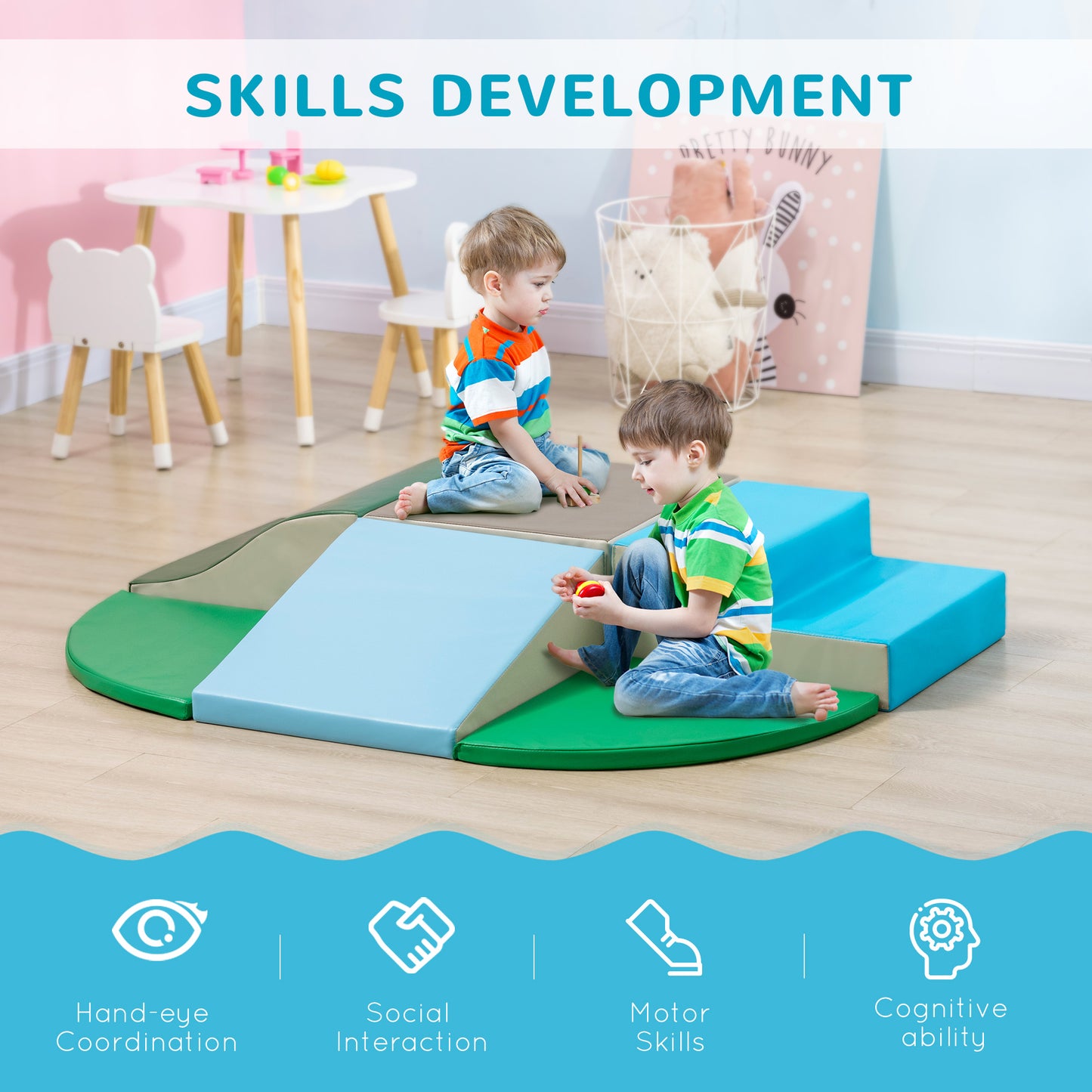 6-Pieces Foam Climbing Blocks For Toddlers 1-3 Years, Soft Play Set For Climb And Crawl, Contemporary
