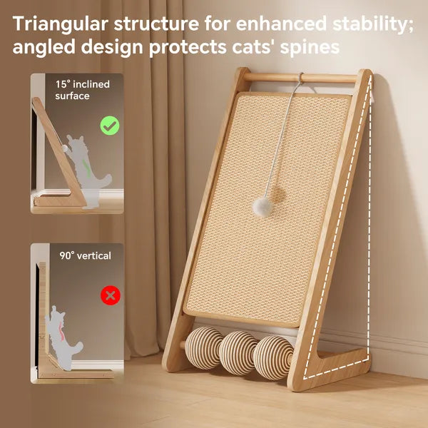 L-shaped Sisal Cat Scratching Board - With Hanging Ball - Scratching, Tapping, And Pouncing, One Base Meets The Three Major Instincts Of Cats