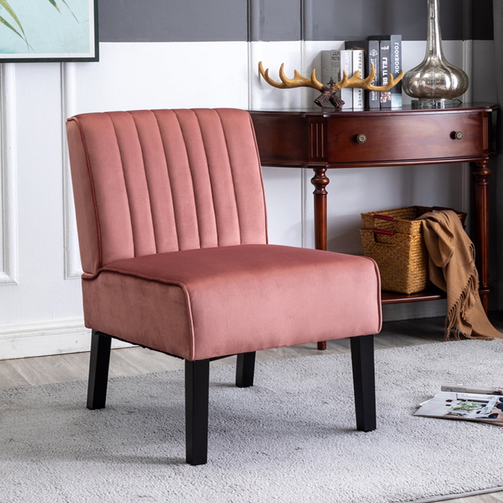 Reese Mid Century Modern Accent Chairs Set Of 2 With Minimalist Design, Elegant Velvet Upholstery And Solid Wood Legs, Ideal For Living Room Or Bedroom, Rose