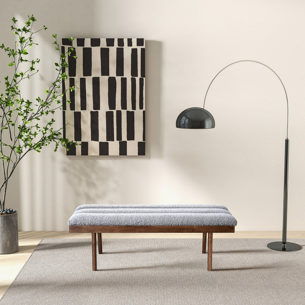 Troni Light Grey Boucle Bench