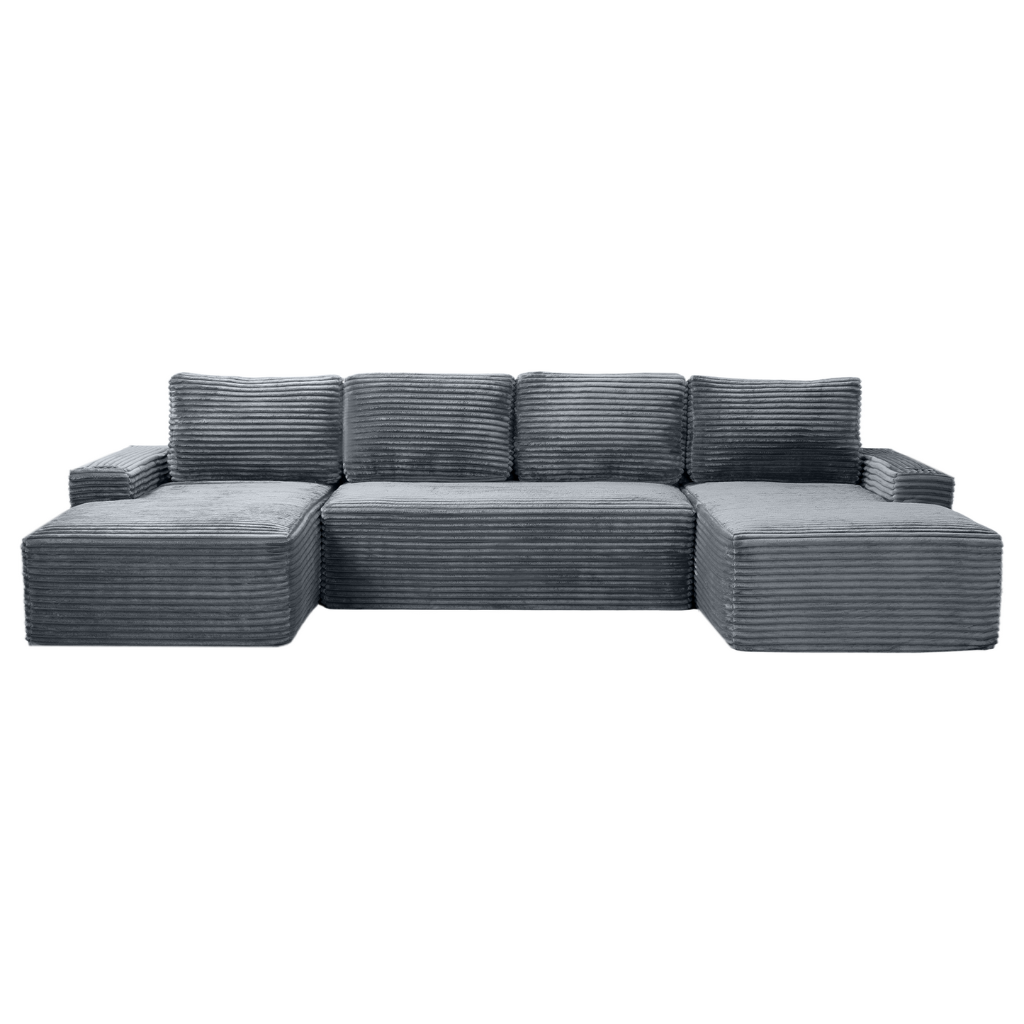 Compressible U-Shaped Sectional Sofa Set,Minimalist Style Modular Sectional Sofa, Corduroy Fabric Cloud Couch For Living Room