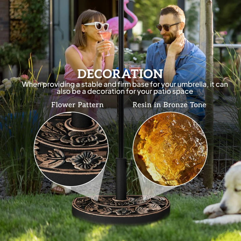 20lbs Half Round Patio Umbrella Base Outdoor Decorative Resin Parasol Stand Holder ForPole, For Lawn, Deck, Backyard, Garden, Bronze