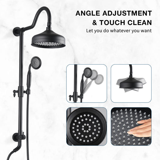 Shower Head With Handheld Shower System With 8 Rainfall Shower Head, Dual Shower Combo