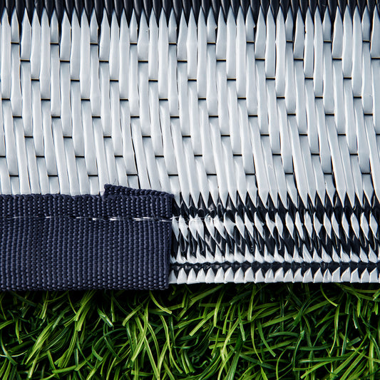 Reversible Polypropylene Outdoor Rug Folding, Durable, Perfect With Four Straps Waterproof Outdoor For Camping, Deck & Beach Black
