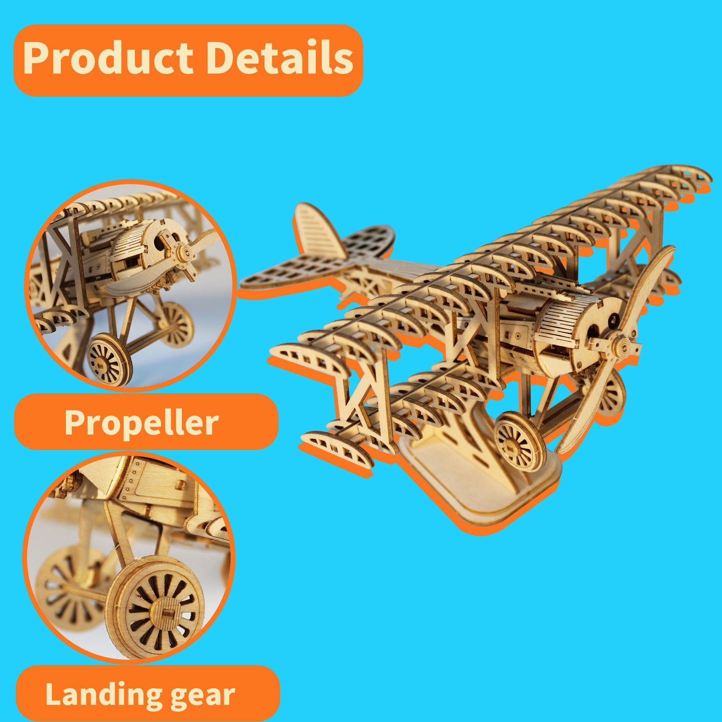 Sales Are Prohibited On The TEMU And SHEIN - 3D Wooden Puzzle Wood DIY Craft Bi-Plane Model Kits Handmade Gifts