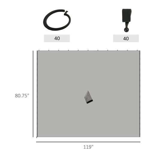 9.84' X 9.84' Gazebo Sidewall Set With Hooks/C-Rings, Gray