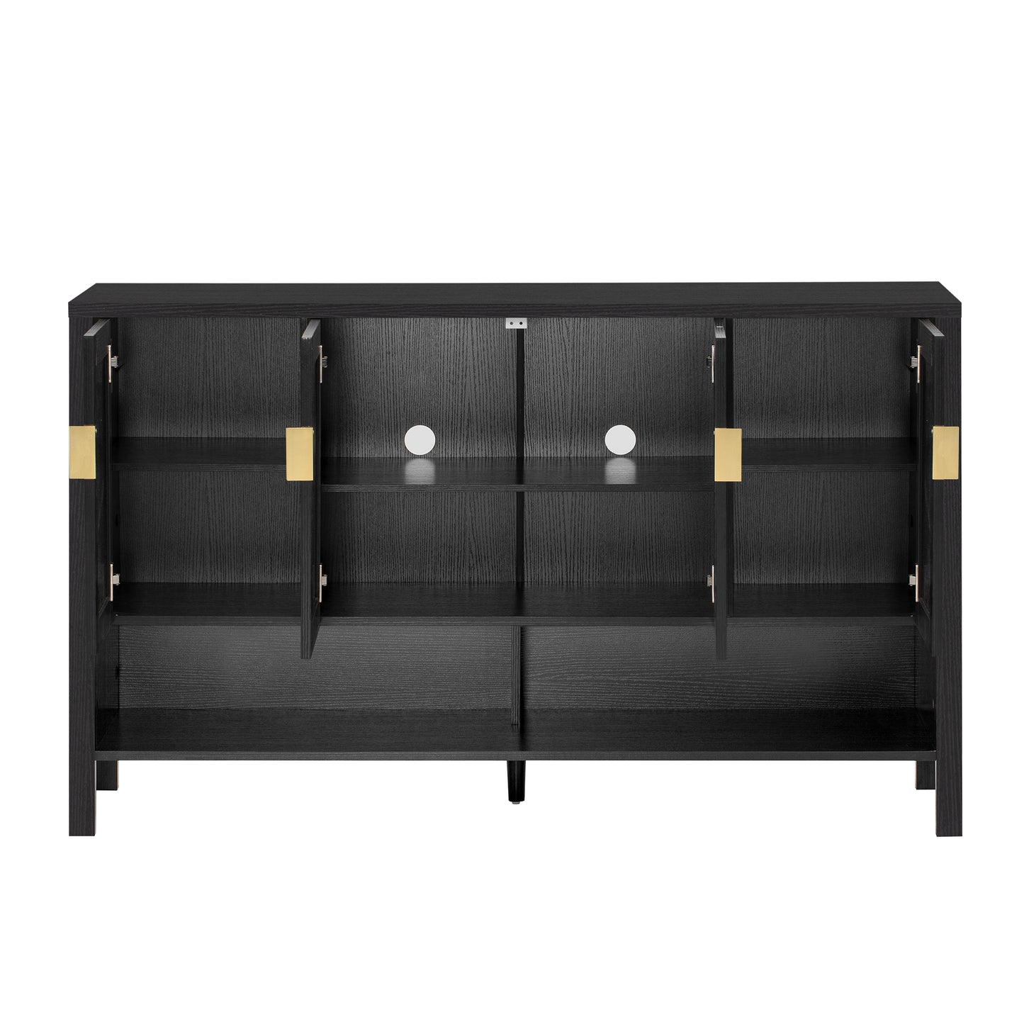 U-STYLE 55.1 Storage Sideboard With 4- Doors Multi Functional Buffet With Open Shelf And 2- Tiers Adjustable Shelves Modern Cabinet With Double Hooks Suitable For Living Room Hallway Dining Office.