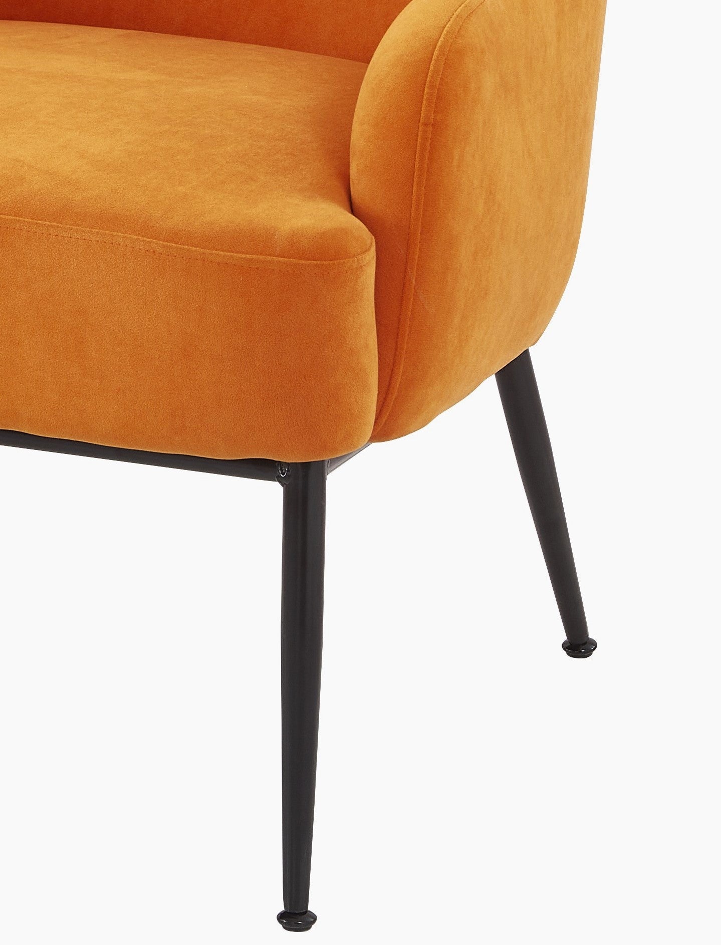 Red Orange Velvet Accent Chair, Modern Upholstered Armchair With Metal Legs, Comfy Side Chair For Living Room Bedroom