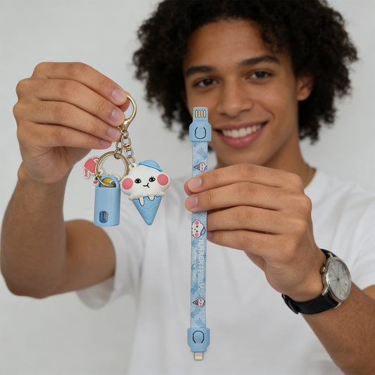 Animal Keychain  Charging Cable-Blue