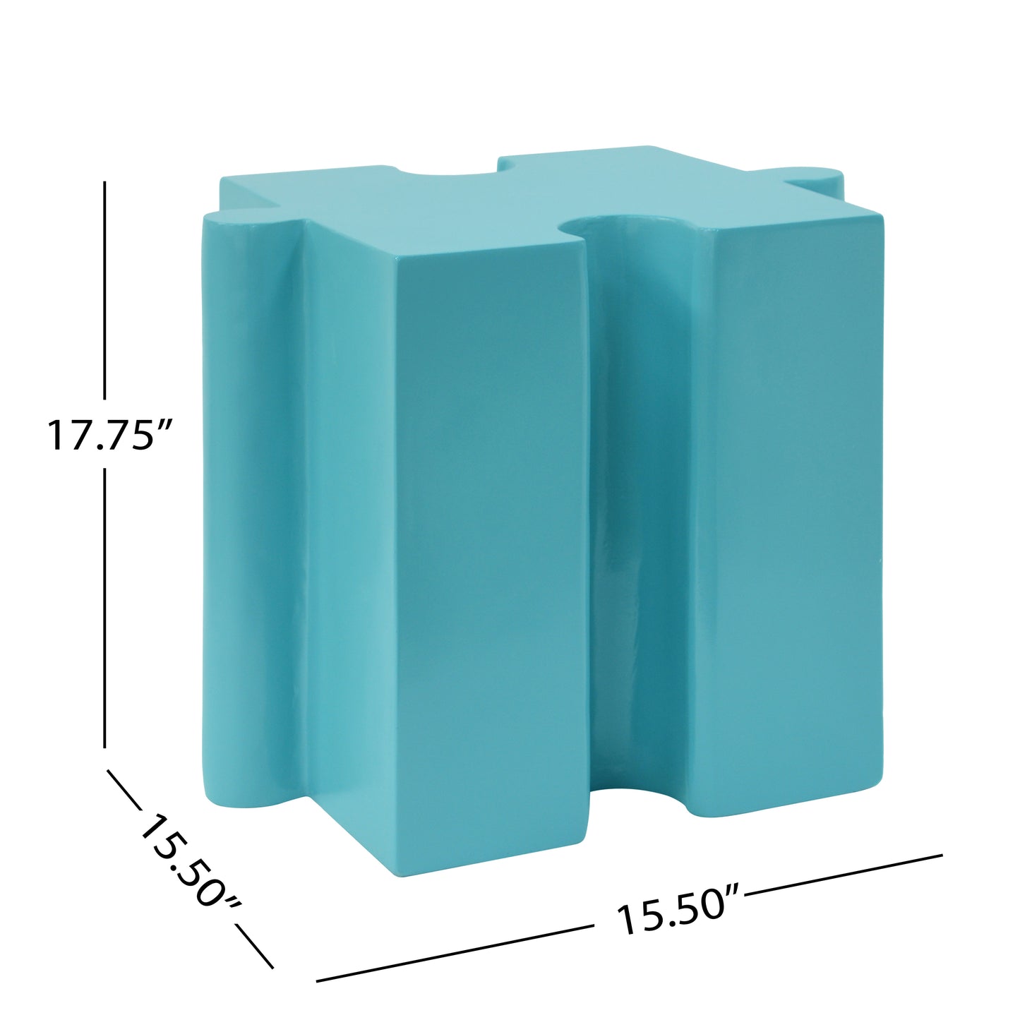3-Piece Artistic Puzzle Table Set,Modular MGO Side Tables With Interlocking Design  2 Convex & 1 Concave , 200lb Capacity For Indoor & Outdoor,Light Blue Color