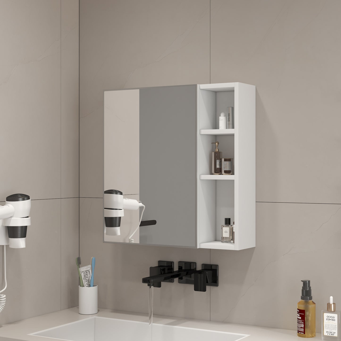 A White MDF Material Mirror Cabinet, Bathroom Mirror,  MDF Material Mirror Cabinet,a Separate Wall Mounted Bathroom Mirror For Storage And Space Saving. W1151135030