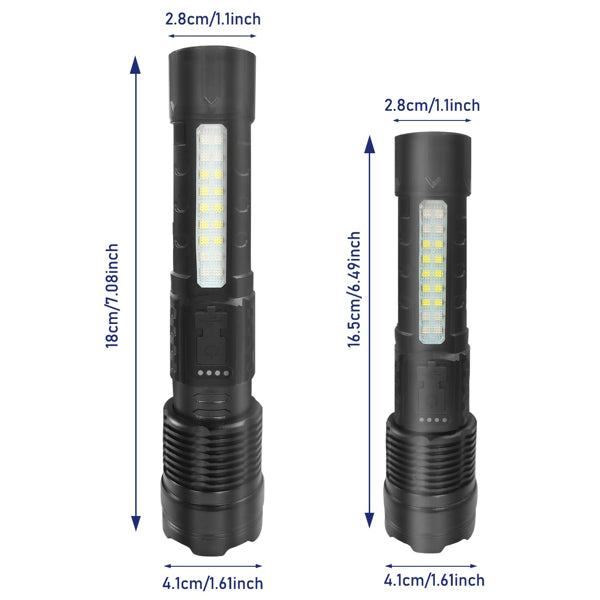 2Pack-USB Rechargeable LED Flashlight Adjustable Focus Camping Hiking Outdoor Flashlight Work Light Logistics - Only For USPS. TK And TMEU Only For Self-pickup