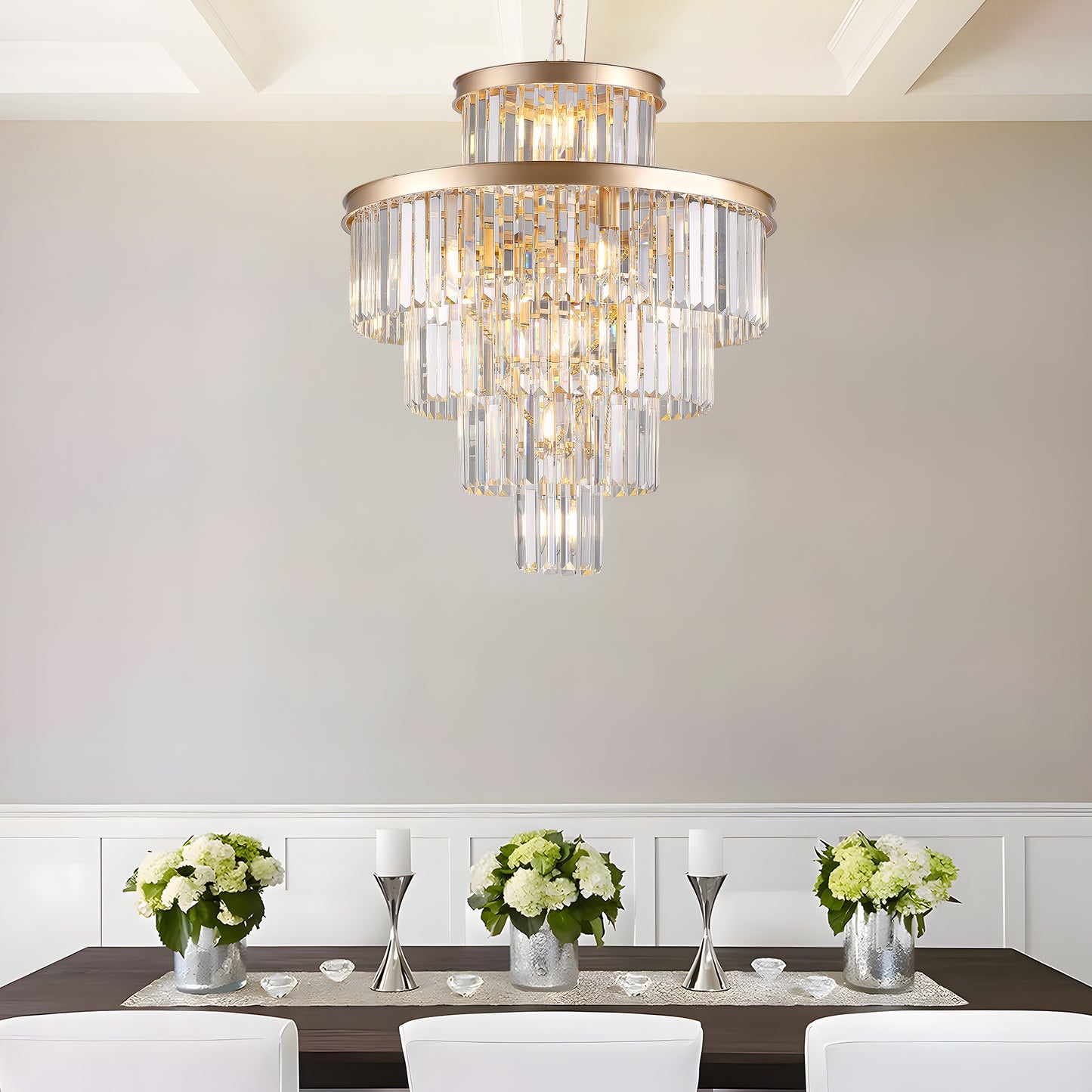 Same As W1340P188536Golden Luxury Crystal Chandelier Modern Chandeliers Lights Fixture Hanging Pendant Light Fixture For Dining Room Bedroom Living Room Dia 23.6 Inch-Gold