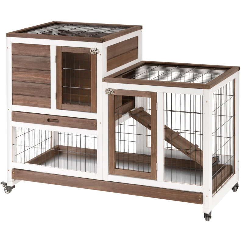 Wooden Rabbit Hutch Elevated Bunny Cage