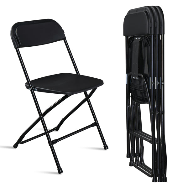 4 Pieces Black Injection-molded Classic Style Courtyard Plastic Folding Chairs