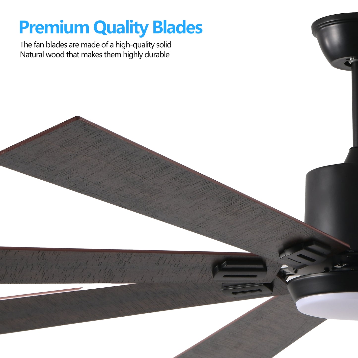 72in Walnut LED Ceiling Fan Light With 8 Wooden Blades, Remote Control, Adjustable Color Temperature For Living Room, Bedroom, Or Dining Room,Silent,6-Speed,Reversible,DC Motor