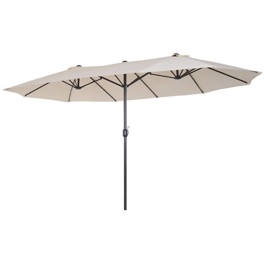 15ft Patio Umbrella Double-Sided Outdoor Market Extra Large Umbrella With Crank Handle For Deck, Lawn, Backyard And Pool, Cream White
