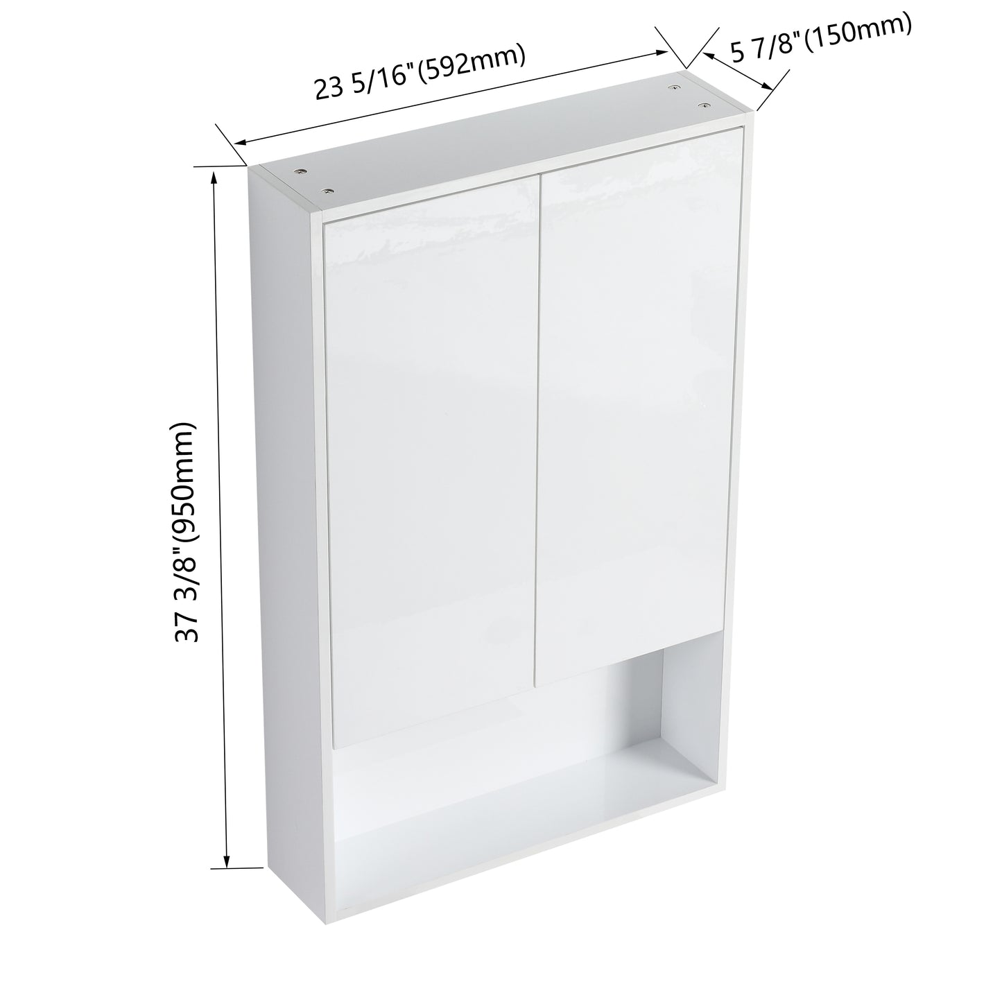 24  Bathroom Wall Cabinet  Soft Close Doors  Float Mounting Design Glossy White  KD- Packing
