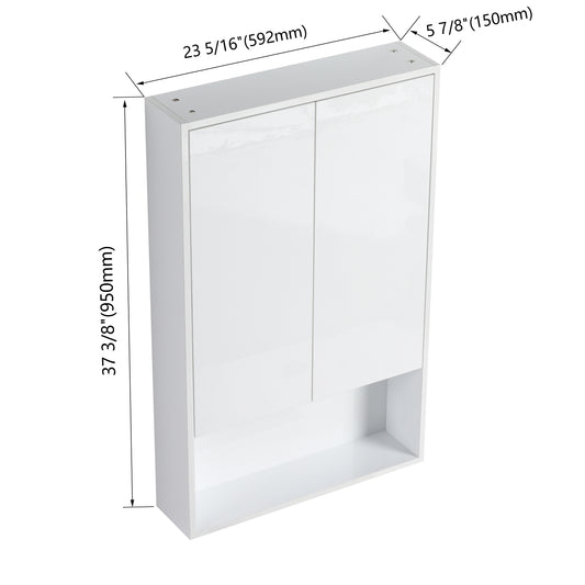 24  Bathroom Wall Cabinet  Soft Close Doors  Float Mounting Design Glossy White  KD- Packing
