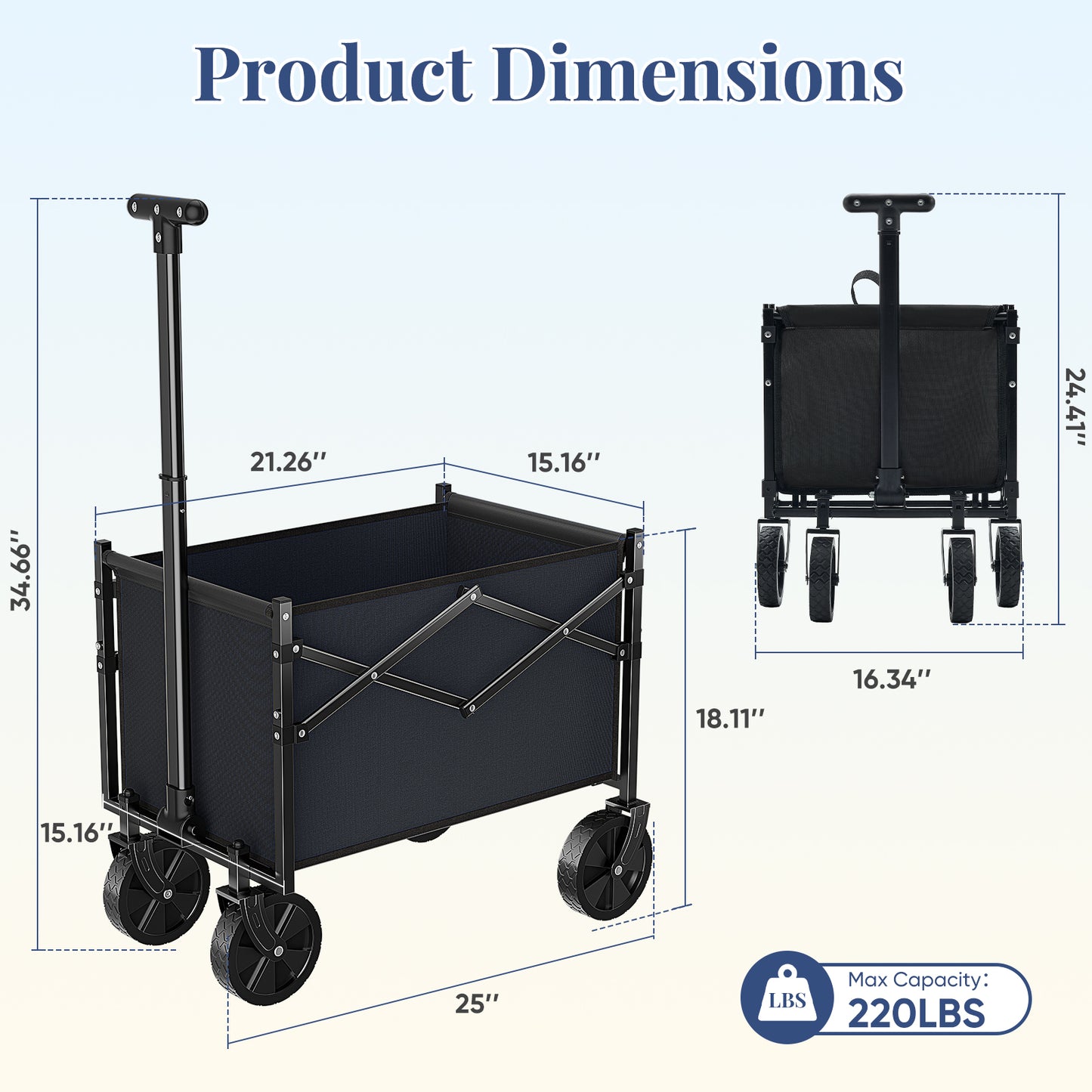 Foldable Trolley, Equipped With Wheels, With A Load Capacity Of 220 Pounds, A Sturdy And Durable Mini Foldable Portable Van With Adjustable Handles