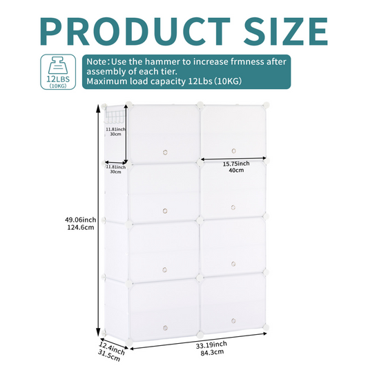 Shoe Rack Storage Cabinet, 8-layer Shoe Storage Cabinet With Door, Stackable And Detachable Shoe Storage Cabinet