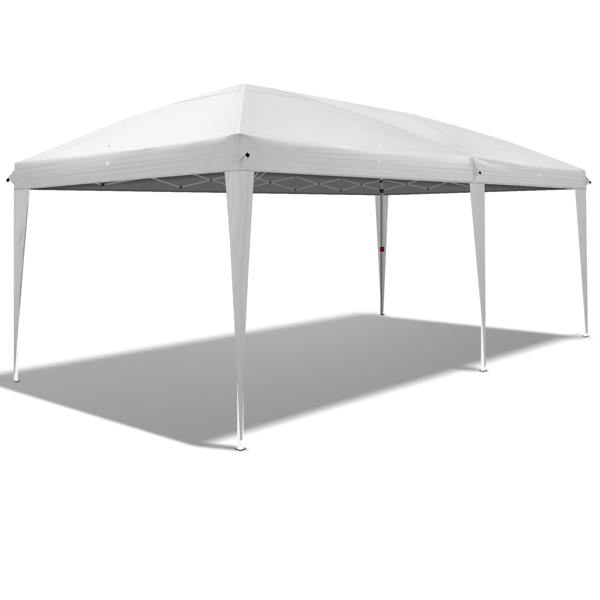 Instant Up Canopy Tent White, No Sidewalls Design, Powder Coated Steel Frame, 10x20mm Crossbar, 210D Oxford Outdoor Folding Tent With Carry Bag, No Sandbags