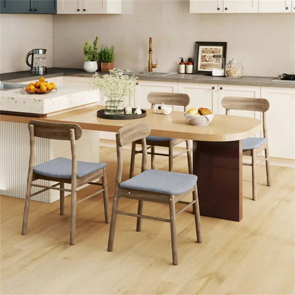 2PCS Solid Rubber Wood Dining Chairs , 400 LBS Capacity Padded Upholstered Kitchen Chairs