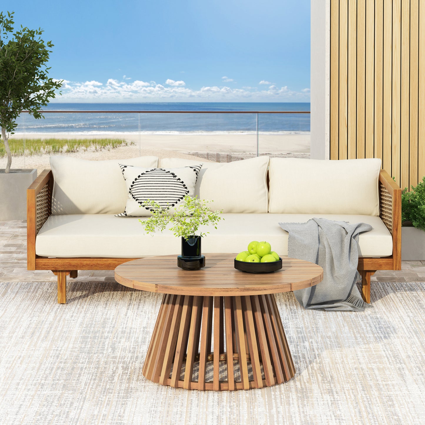 PATIO FURNITRE SETS  CLAREMONT 3 SEATER DAYBED   ACACIA WOOD TABLE