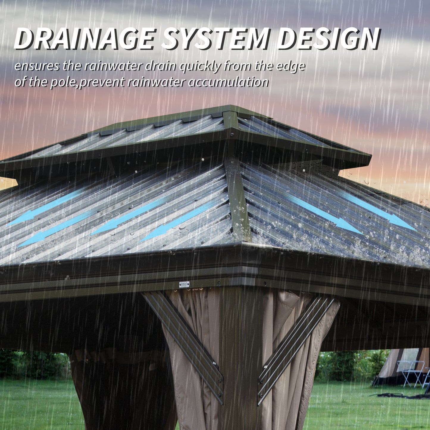 10  X 12  Hardtop Gazebo, Upgraded Metal Gazebo With Drainage System, Dual-Layer Galvanized Steel Roof, Curtain And Netting, Outdoor Shelter Canopy For Patio, Garden, And Backyard, Brown